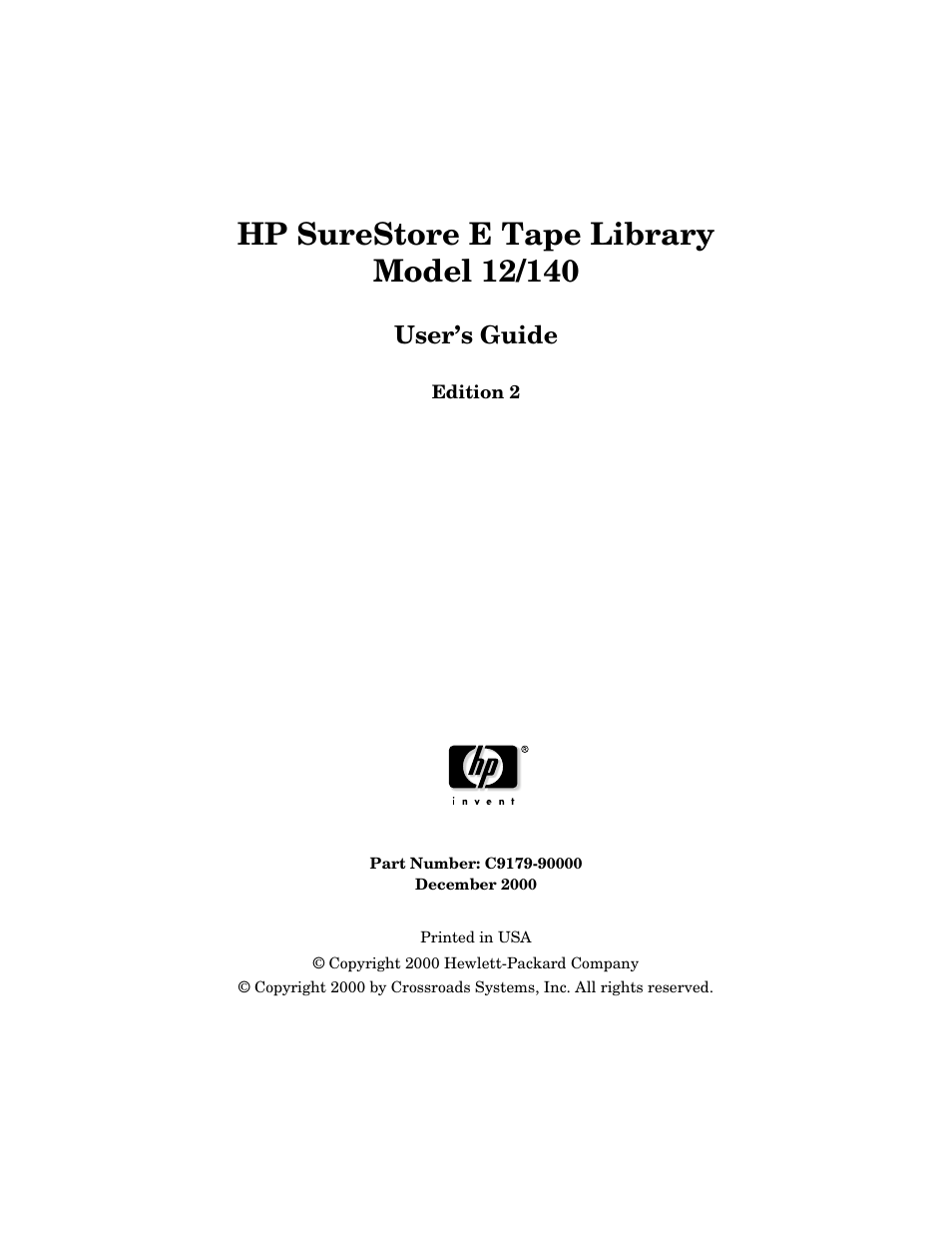 HP Surestore 6.140 Tape Library User Manual | 240 pages