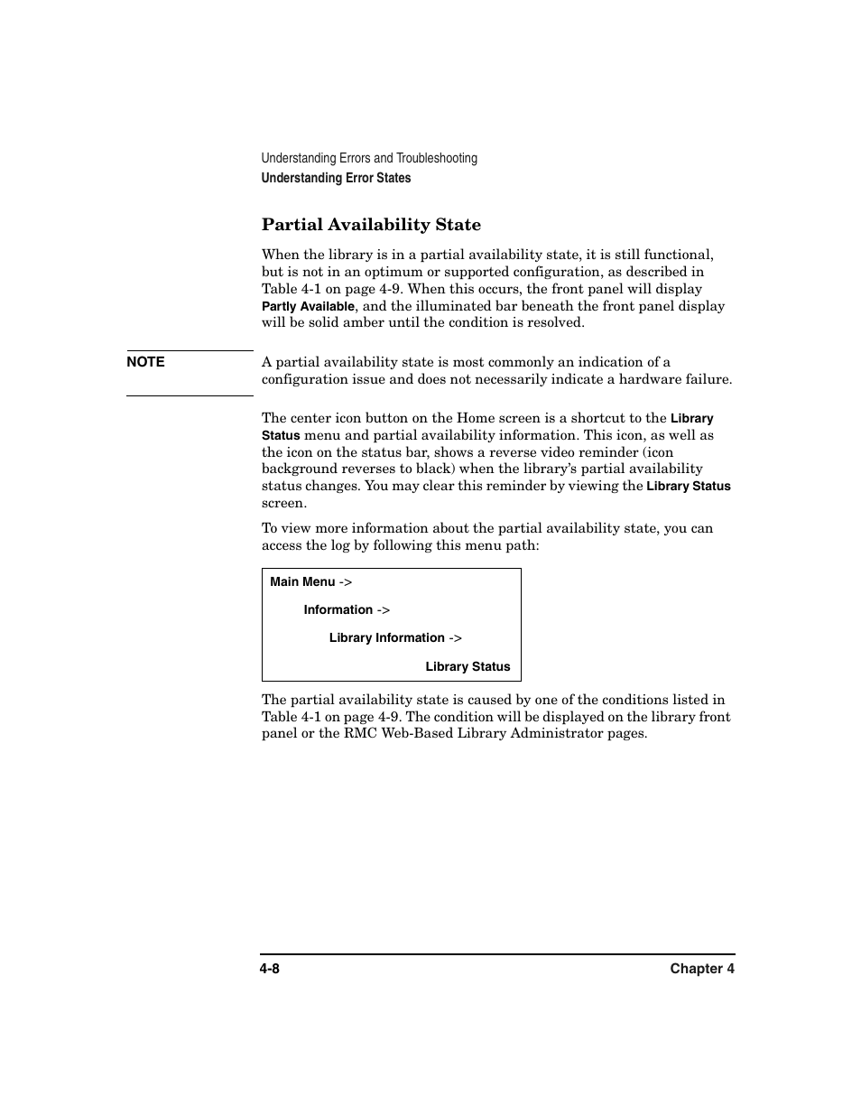 Partial availability state, Partial availability state -8 | HP Surestore 6.140 Tape Library User Manual | Page 114 / 240