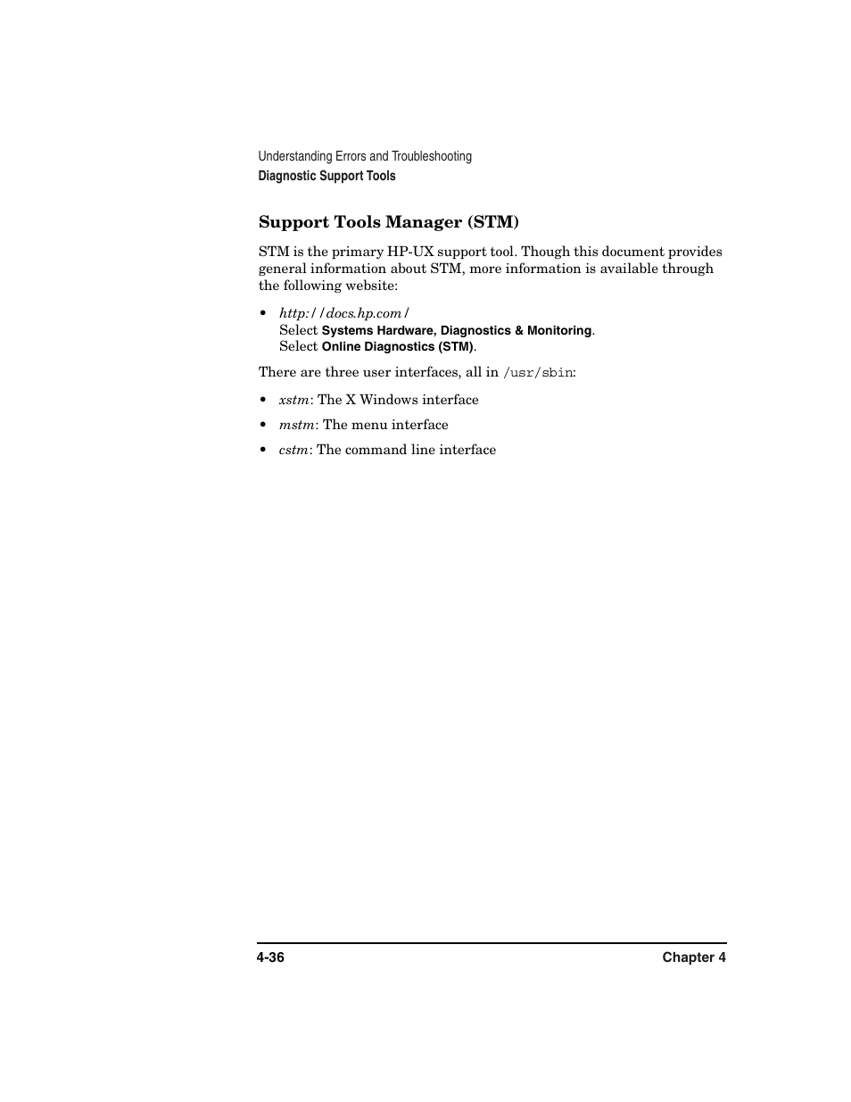 Support tools manager (stm), Support tools manager (stm) -36 | HP Surestore 6.140 Tape Library User Manual | Page 142 / 240