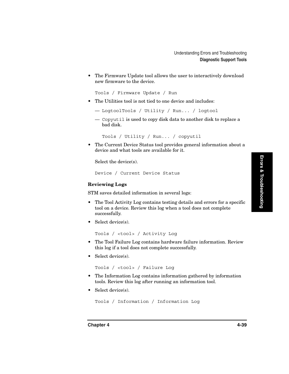 Reviewing logs, Reviewing logs -39 | HP Surestore 6.140 Tape Library User Manual | Page 145 / 240