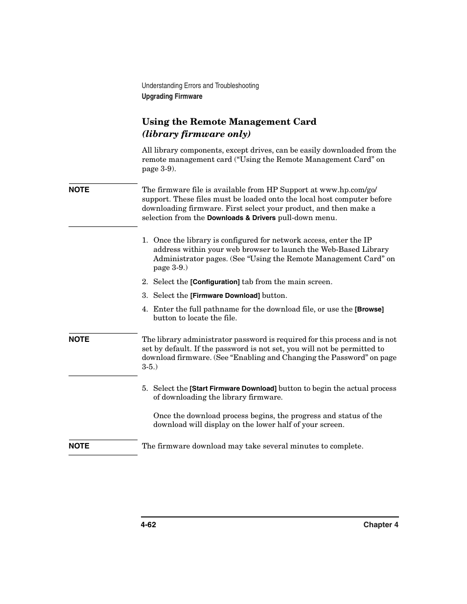 Using the remote management card | HP Surestore 6.140 Tape Library User Manual | Page 168 / 240