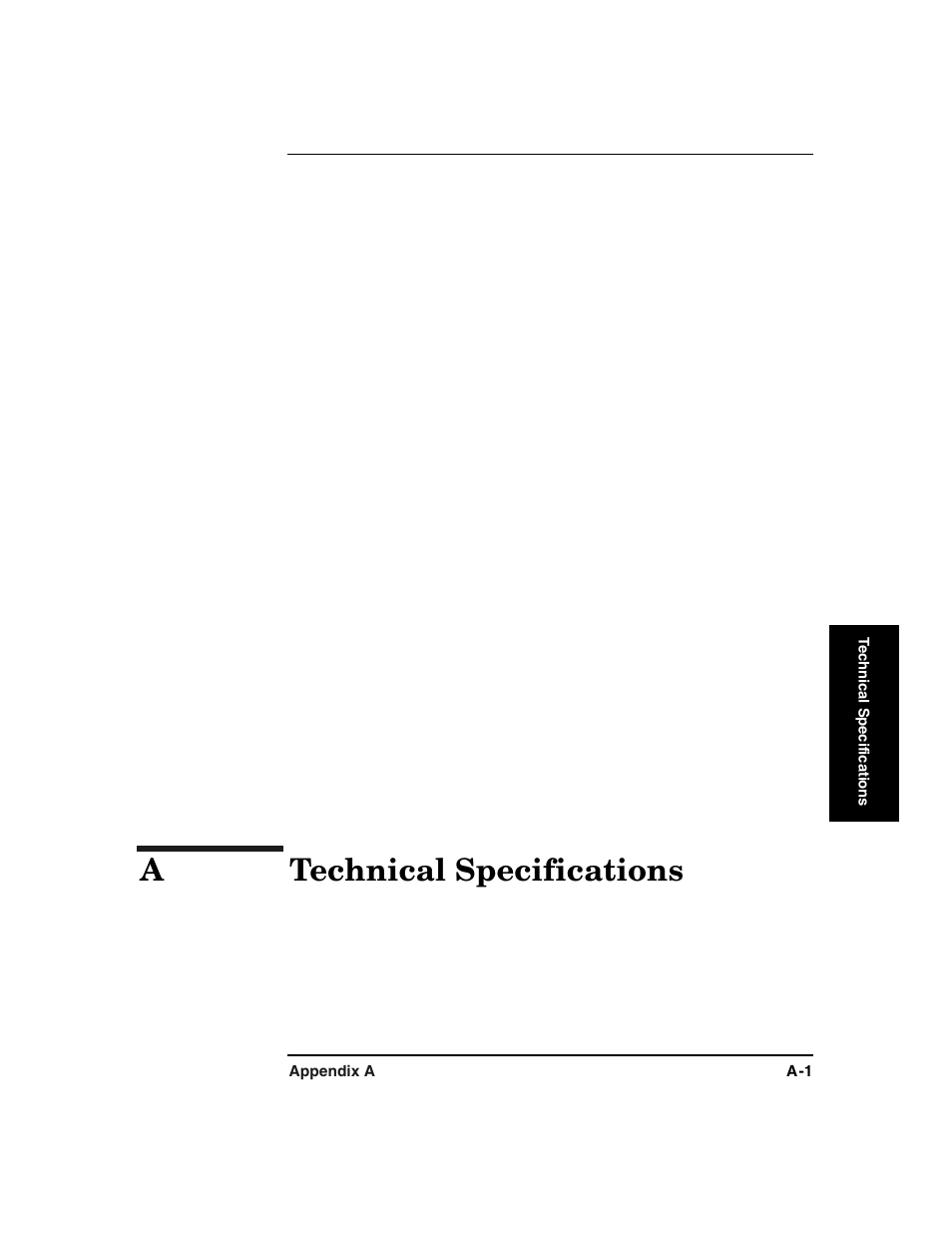 A technical specifications, A. technical specifications, Atechnical specifications | HP Surestore 6.140 Tape Library User Manual | Page 171 / 240