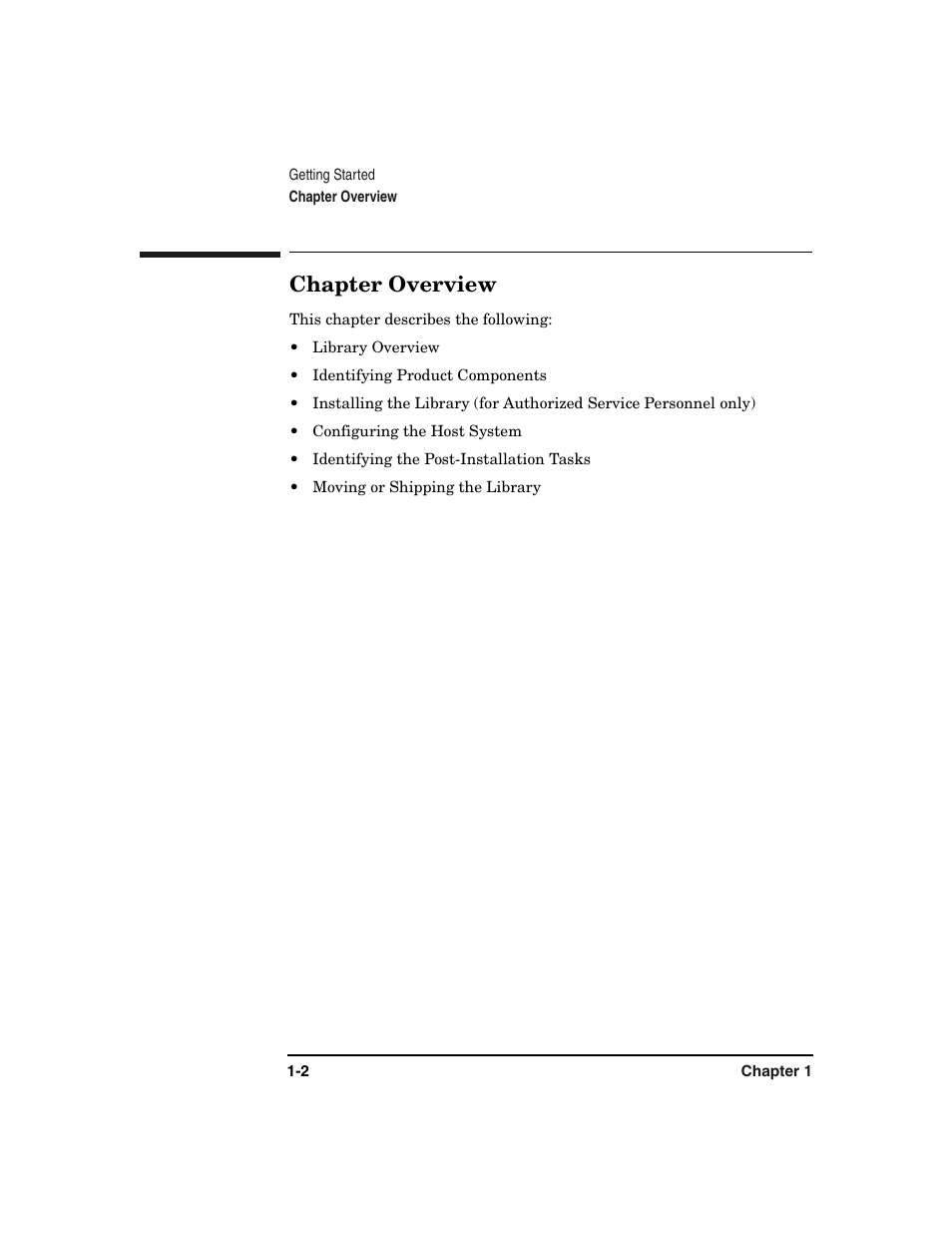 Chapter overview, Chapter overview -2 | HP Surestore 6.140 Tape Library User Manual | Page 18 / 240