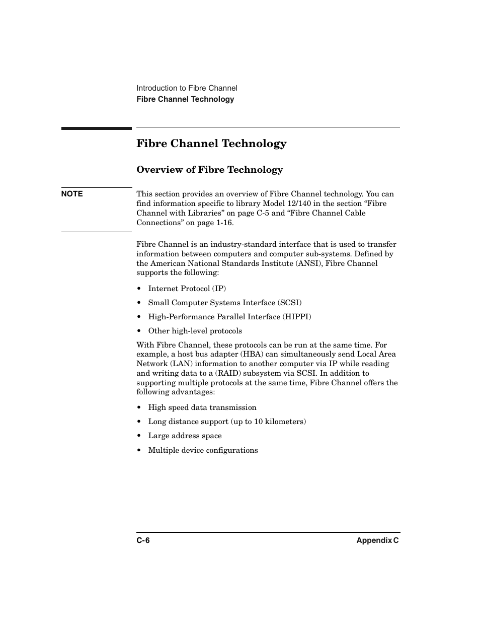 Fibre channel technology | HP Surestore 6.140 Tape Library User Manual | Page 190 / 240
