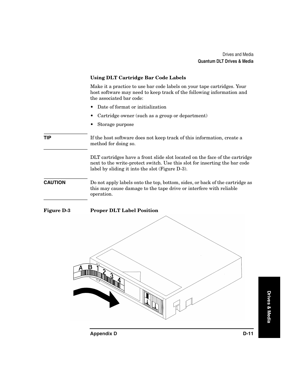 Using dlt cartridge bar code labels | HP Surestore 6.140 Tape Library User Manual | Page 211 / 240