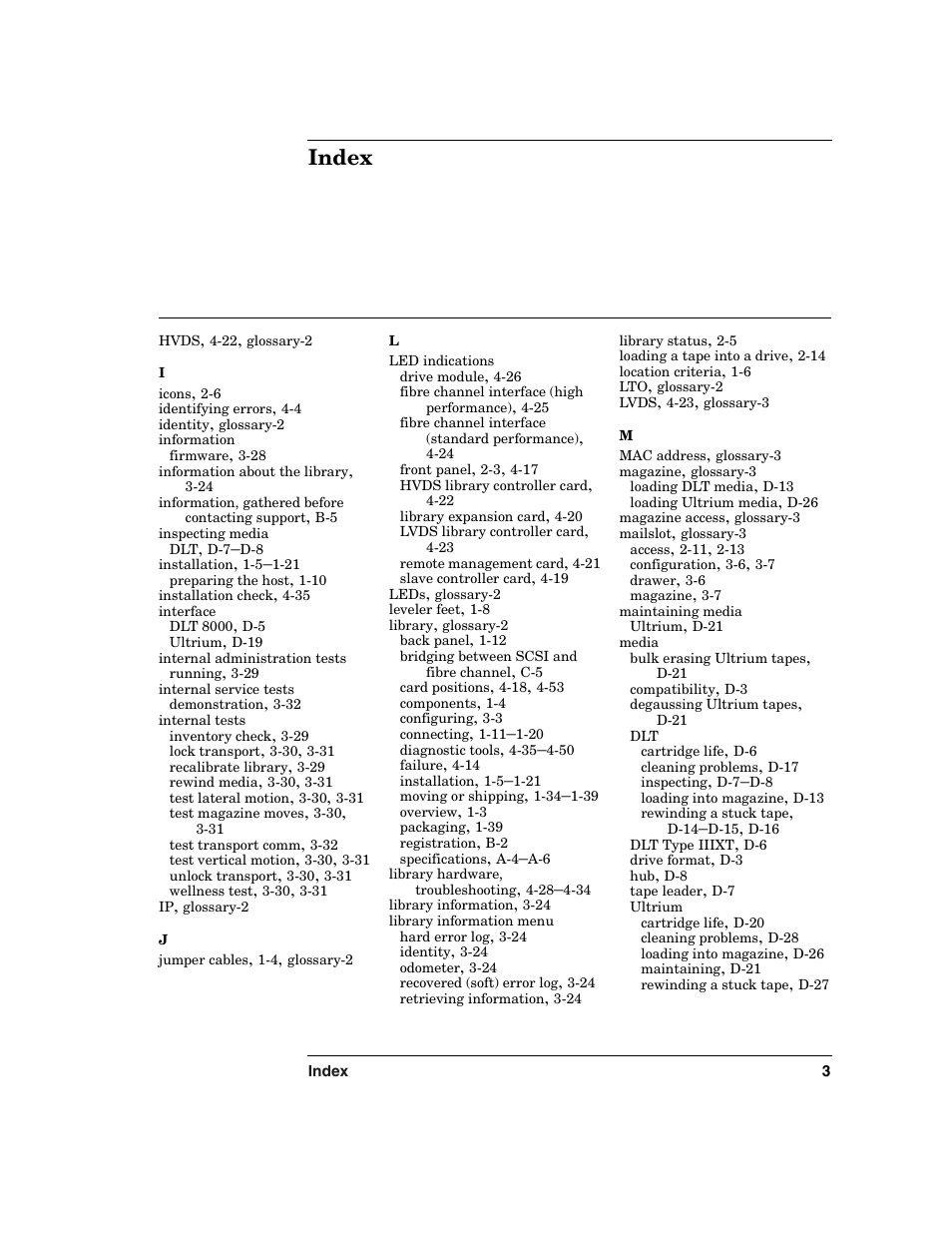 Index | HP Surestore 6.140 Tape Library User Manual | Page 237 / 240
