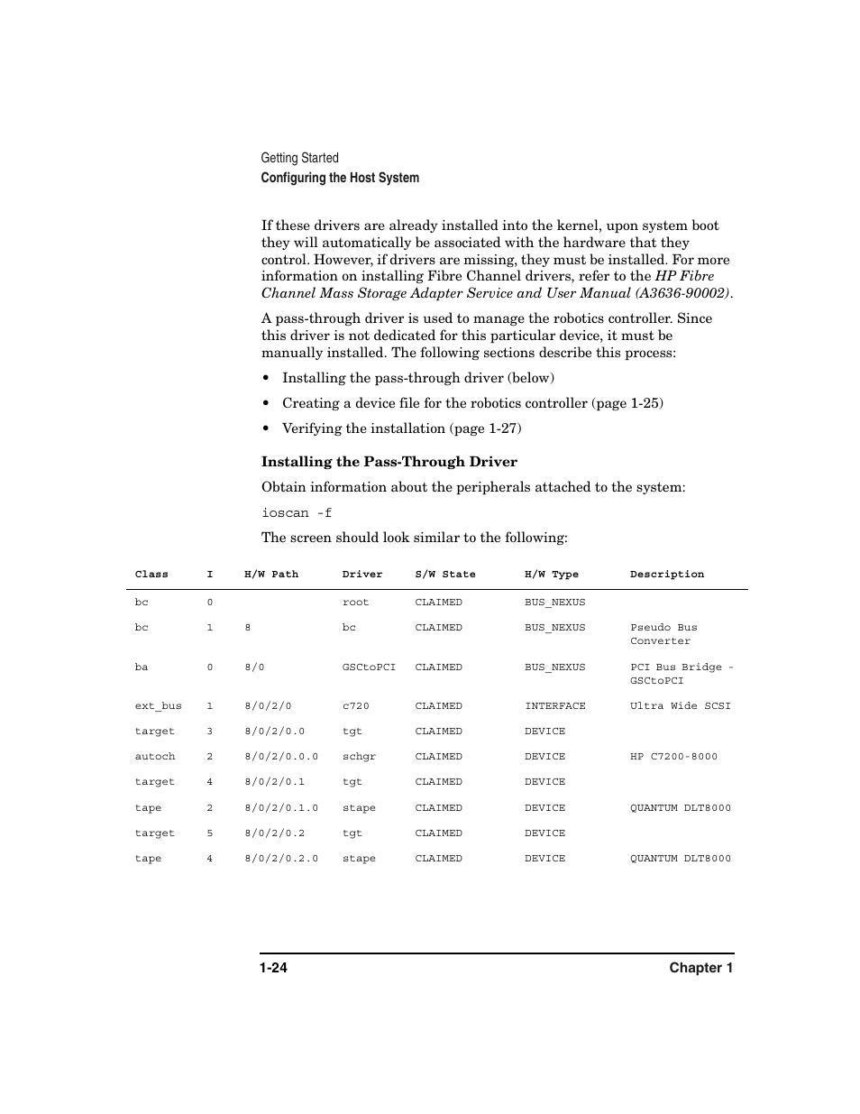 Installing the pass-through driver -24 | HP Surestore 6.140 Tape Library User Manual | Page 40 / 240