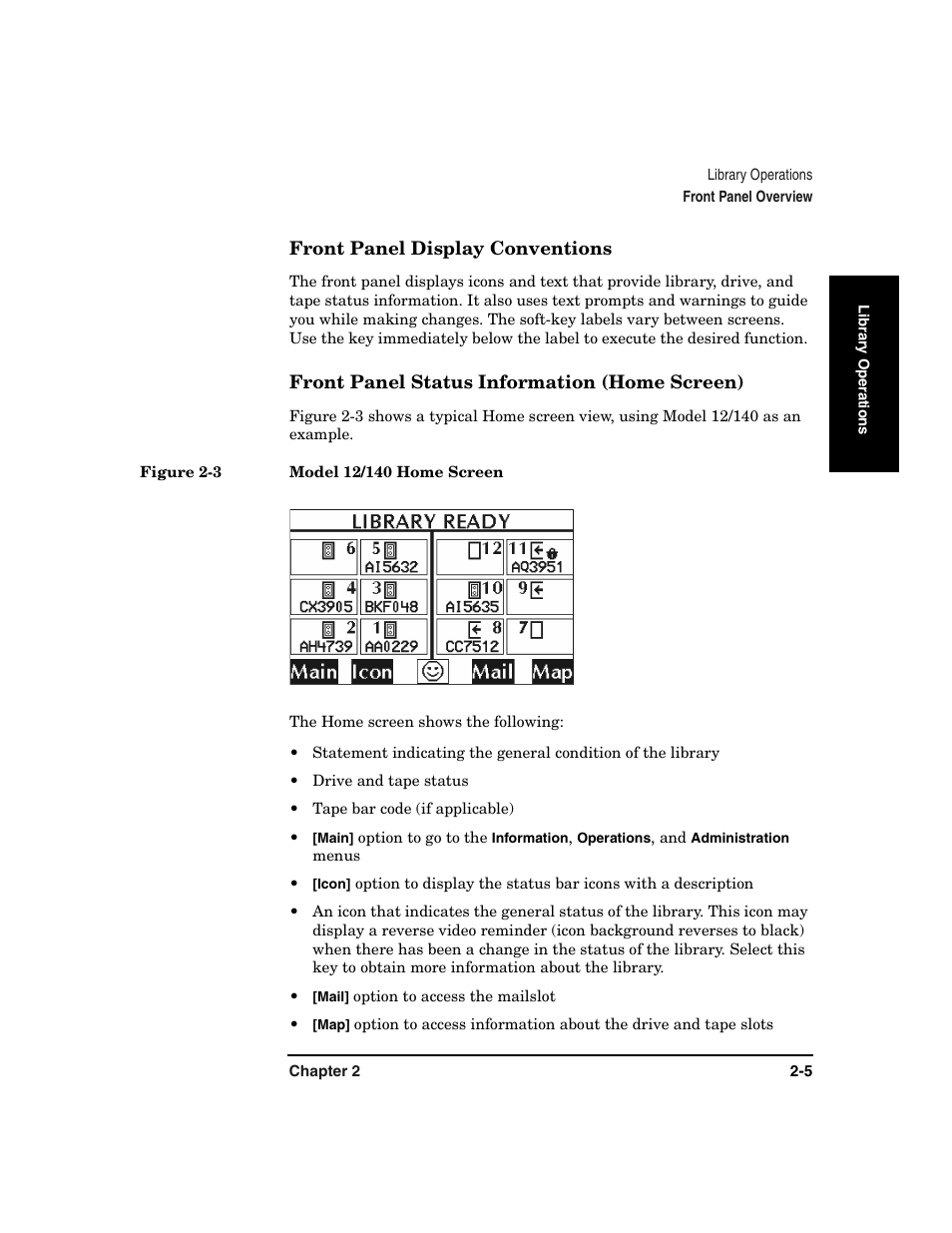 Figure 2-3. model 12/140 home screen -5 | HP Surestore 6.140 Tape Library User Manual | Page 63 / 240
