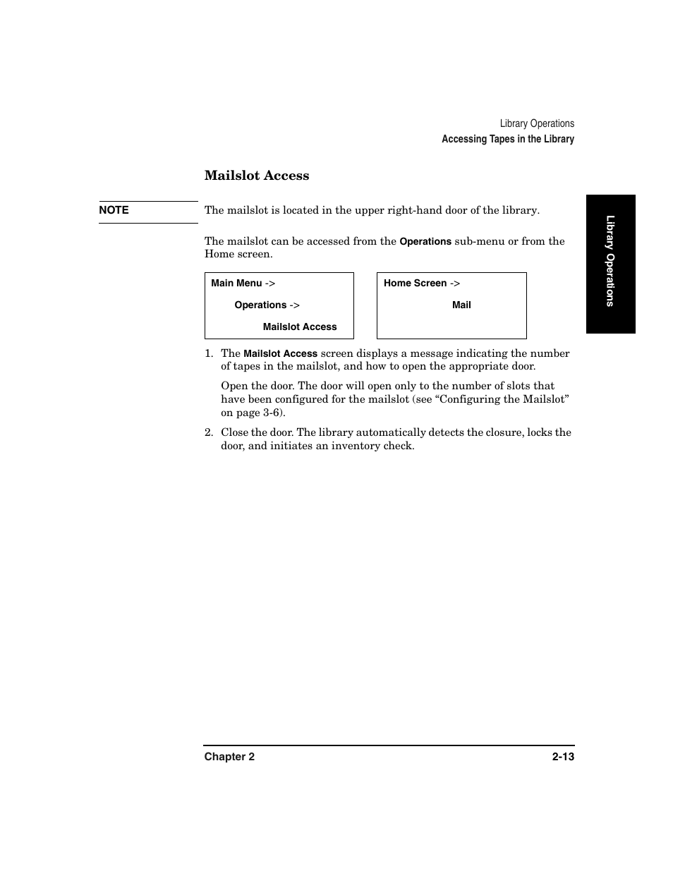 Mailslot access -13 | HP Surestore 6.140 Tape Library User Manual | Page 71 / 240