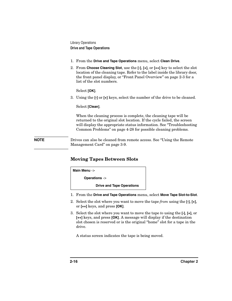 Moving tapes between slots -16 | HP Surestore 6.140 Tape Library User Manual | Page 74 / 240