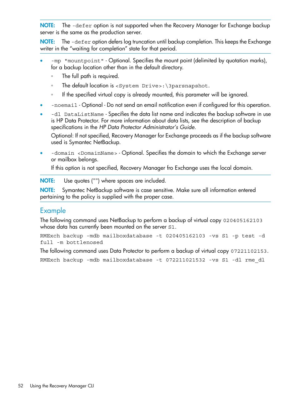 Example | HP 3PAR Application Software Suite for Microsoft Exchange Licenses User Manual | Page 52 / 111