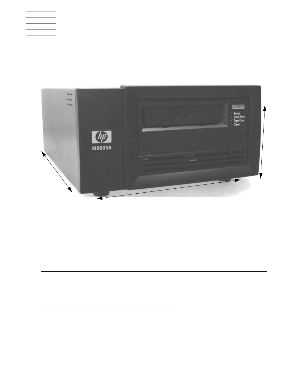 A specifications, Tape drive components weights, A. specifications | Figure a-1, Tape drive dimensions, Table a-1, Appendix a, specifications, Specifications | HP Integrity NonStop J-Series User Manual | Page 37 / 50