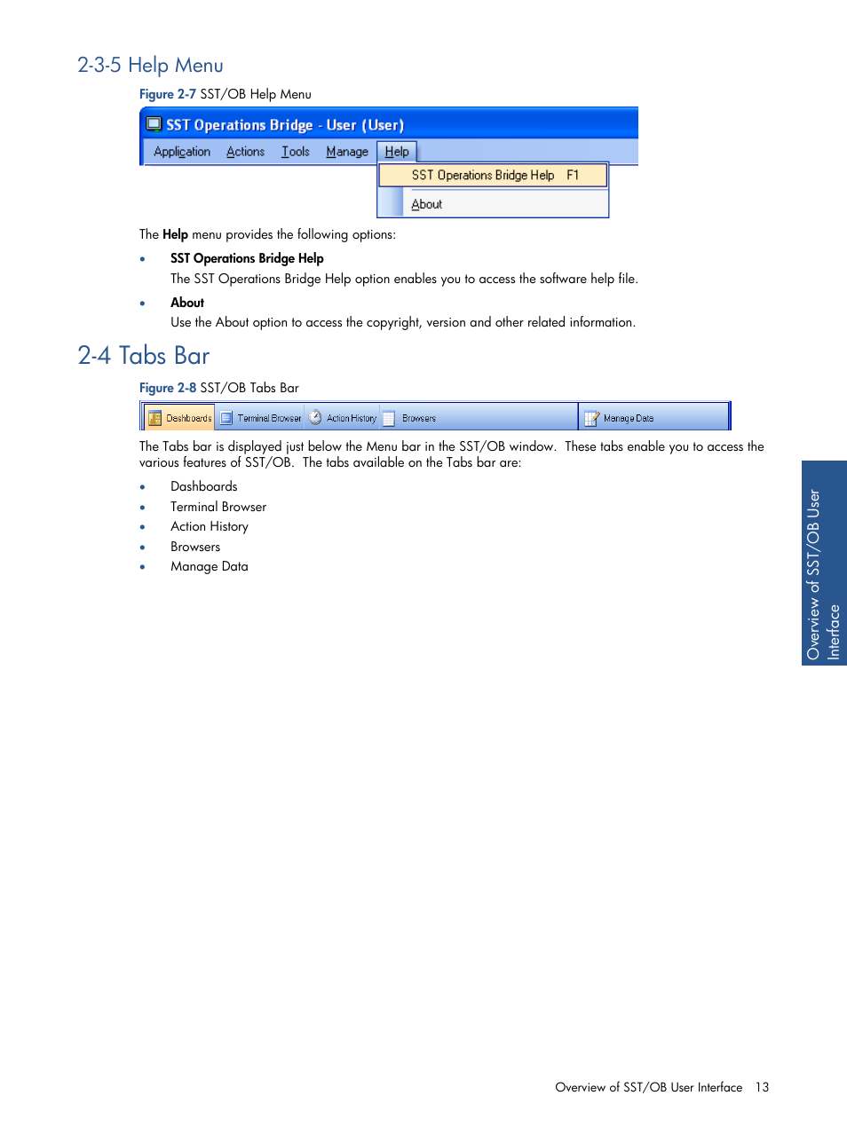Help menu, Tabs bar, 4 tabs bar | 3-5 help menu | HP Integrity NonStop J-Series User Manual | Page 13 / 89