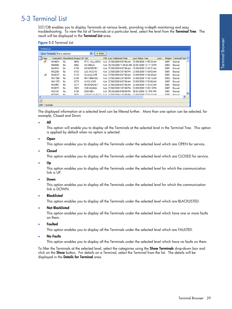 Terminal list, 3 terminal list | HP Integrity NonStop J-Series User Manual | Page 29 / 89