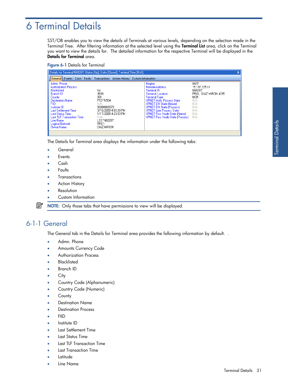 Chapter 6: terminal details, General, 6 terminal details | 1-1 general | HP Integrity NonStop J-Series User Manual | Page 31 / 89