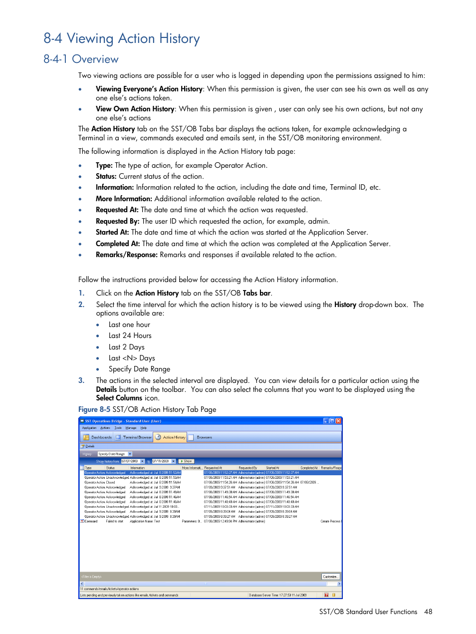 Viewing action history, Overview, View action history | View co, 4 viewing action history, 4-1 overview | HP Integrity NonStop J-Series User Manual | Page 48 / 89