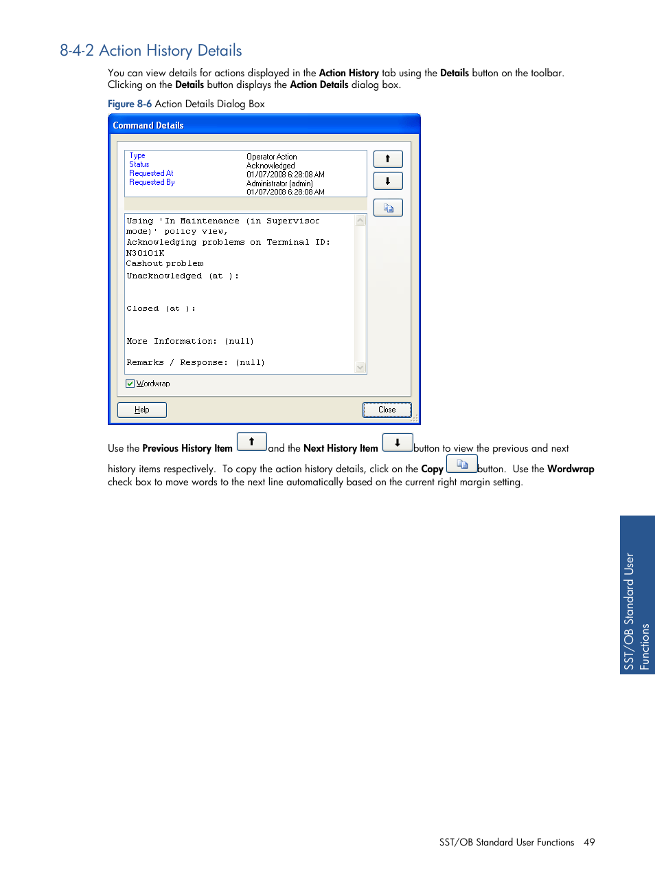 Action history details, 4-2 action history details | HP Integrity NonStop J-Series User Manual | Page 49 / 89