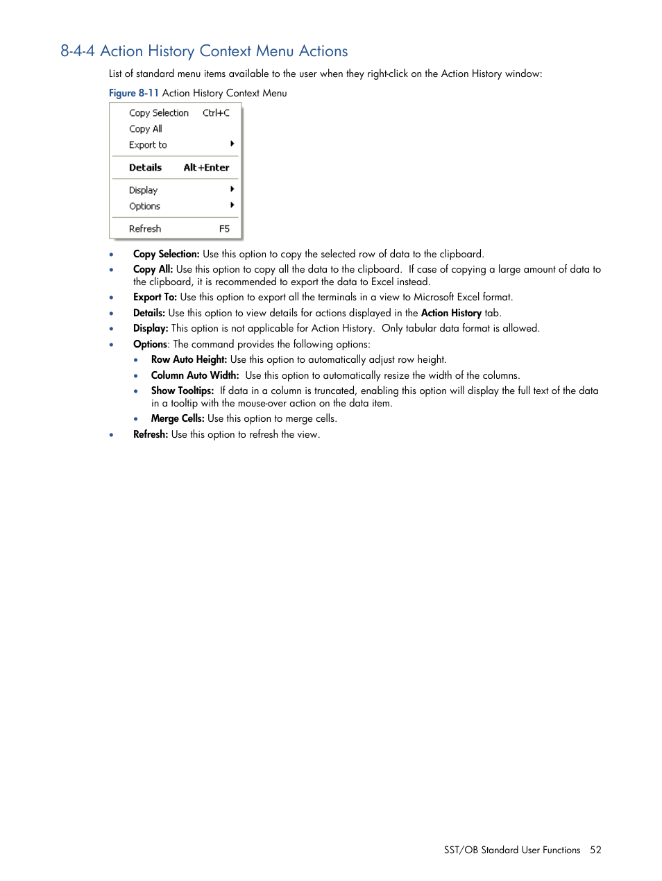 Action history context menu actions, 4-4 action history context menu actions | HP Integrity NonStop J-Series User Manual | Page 52 / 89