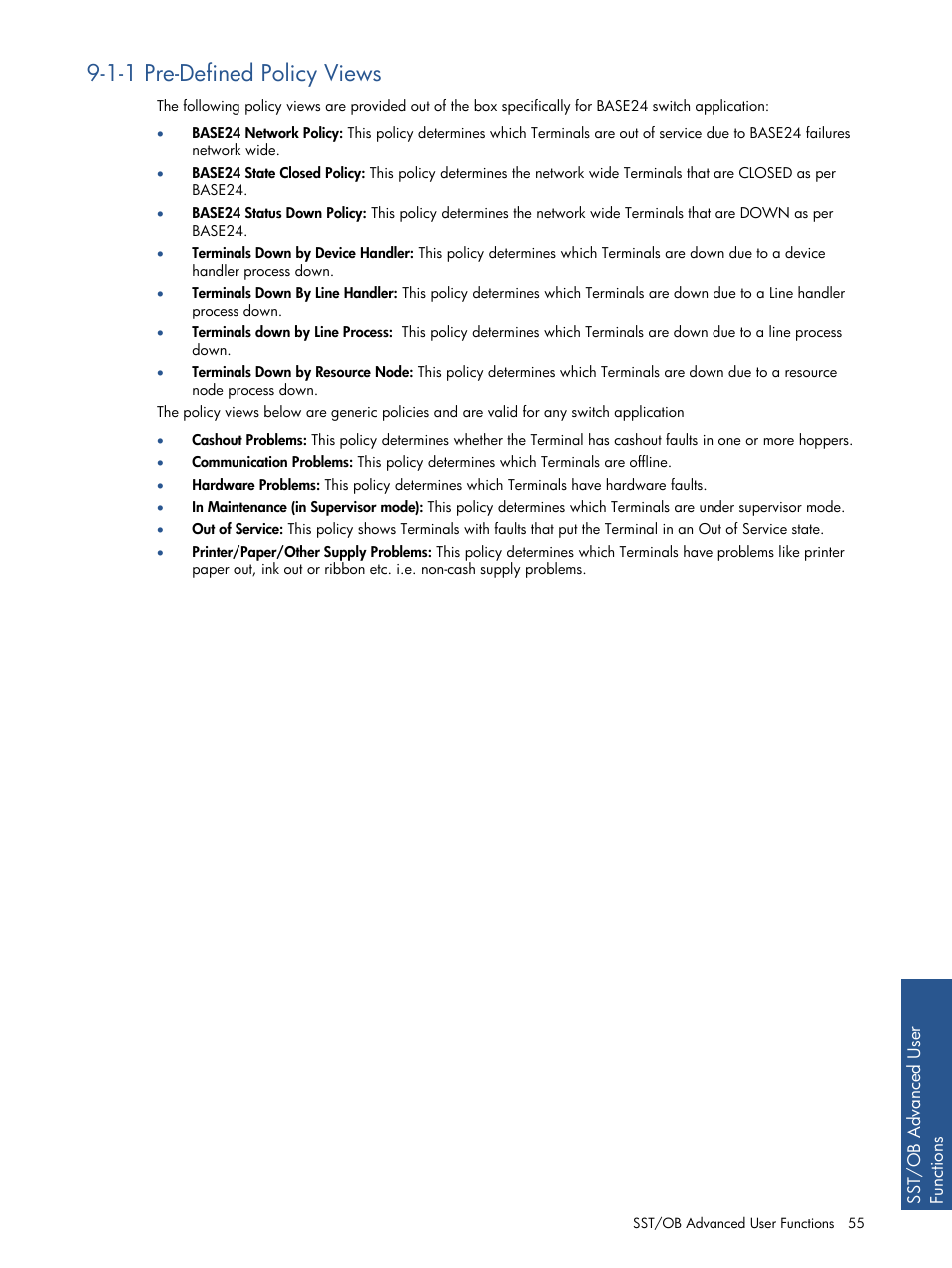 Pre-defined policy views, 1-1 pre-defined policy views | HP Integrity NonStop J-Series User Manual | Page 55 / 89