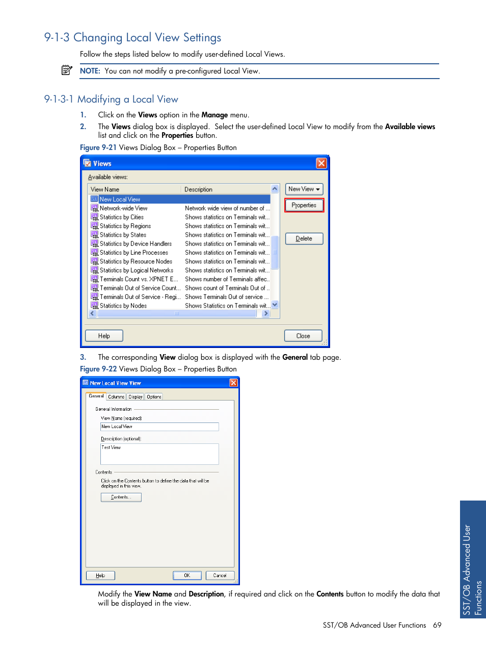 Changing local view settings, Modifying a local view, 1-3 changing local view settings | 1-3-1 modifying a local view | HP Integrity NonStop J-Series User Manual | Page 69 / 89