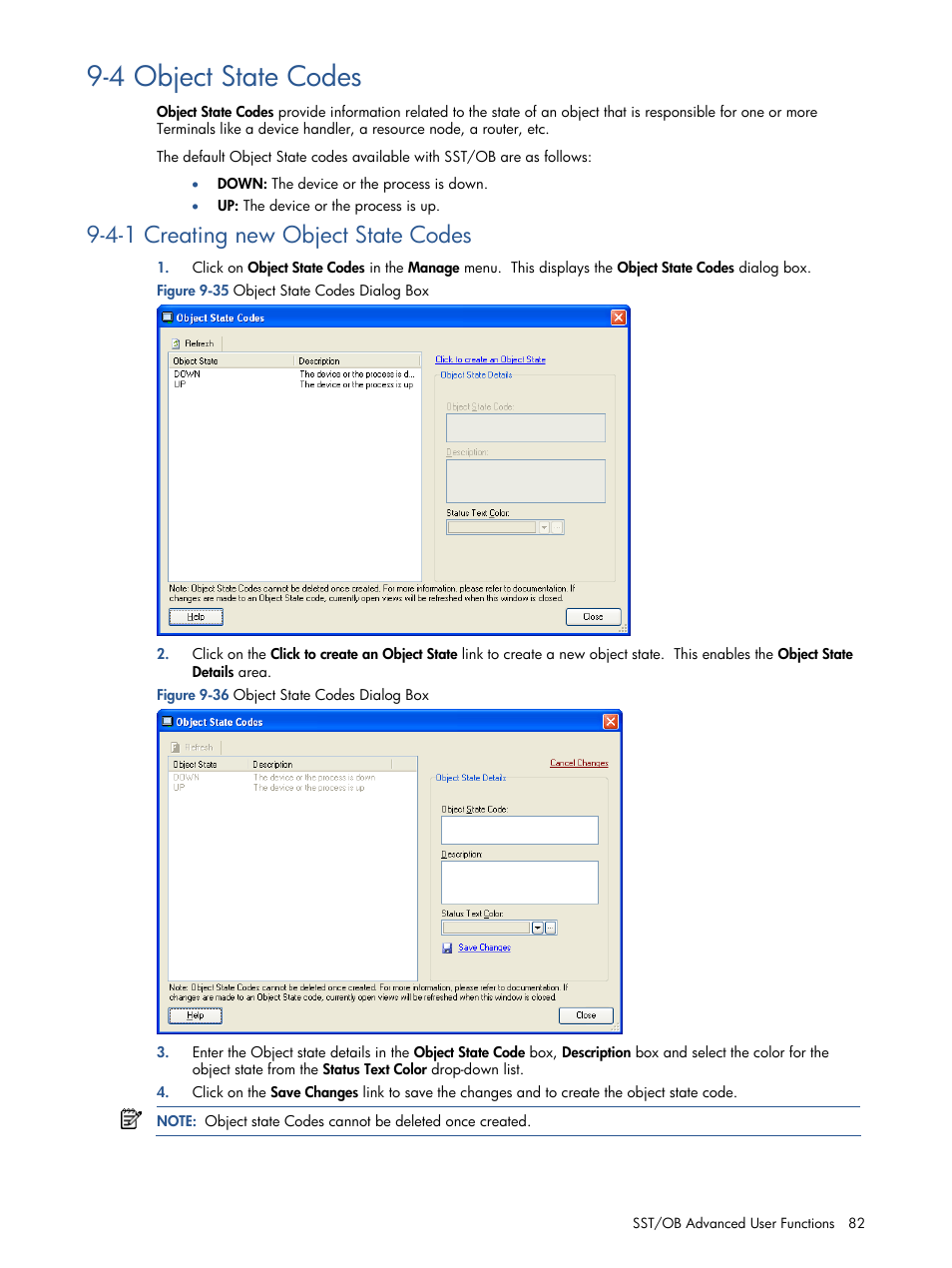 Object state codes, Creating new object state codes, Manage object state codes | 4 object state codes, 4-1 creating new object state codes | HP Integrity NonStop J-Series User Manual | Page 82 / 89