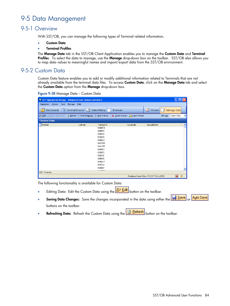 Data management, Overview, Custom data | Manage custom data, 5 data management, 5-1 overview, 5-2 custom data | HP Integrity NonStop J-Series User Manual | Page 84 / 89