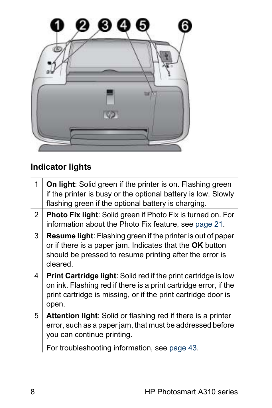 HP Photosmart A310 Compact Photo Printer User Manual | Page 12 / 86