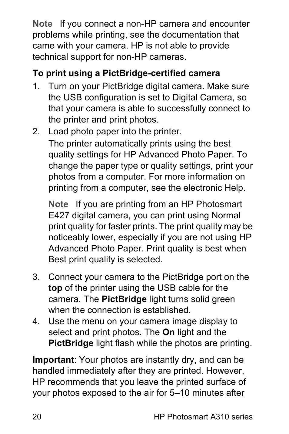HP Photosmart A310 Compact Photo Printer User Manual | Page 24 / 86