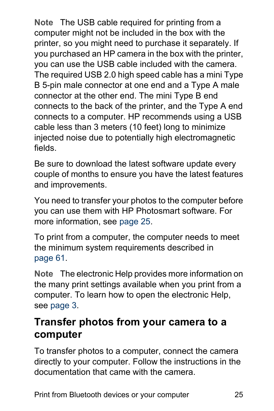 Transfer photos from your camera to a computer | HP Photosmart A310 Compact Photo Printer User Manual | Page 29 / 86