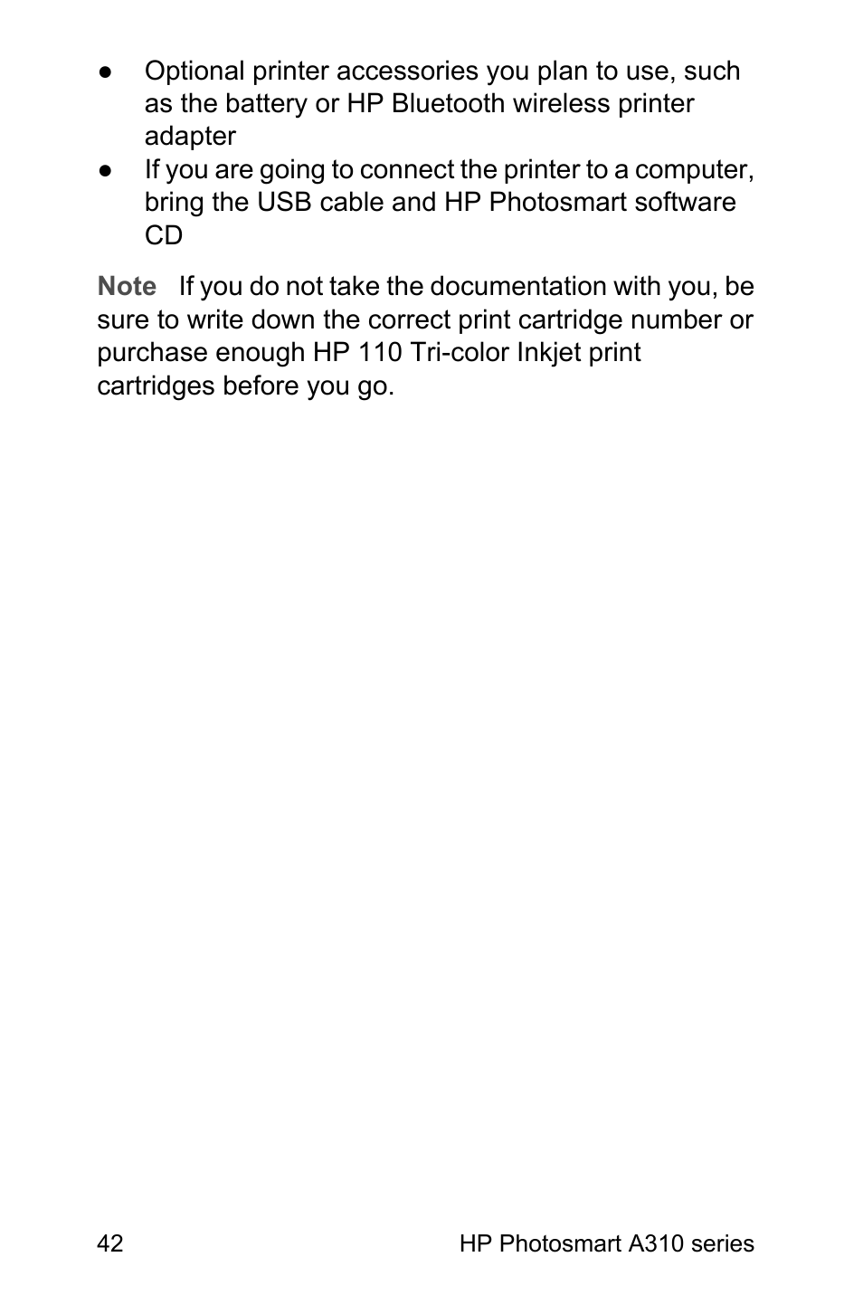 HP Photosmart A310 Compact Photo Printer User Manual | Page 46 / 86