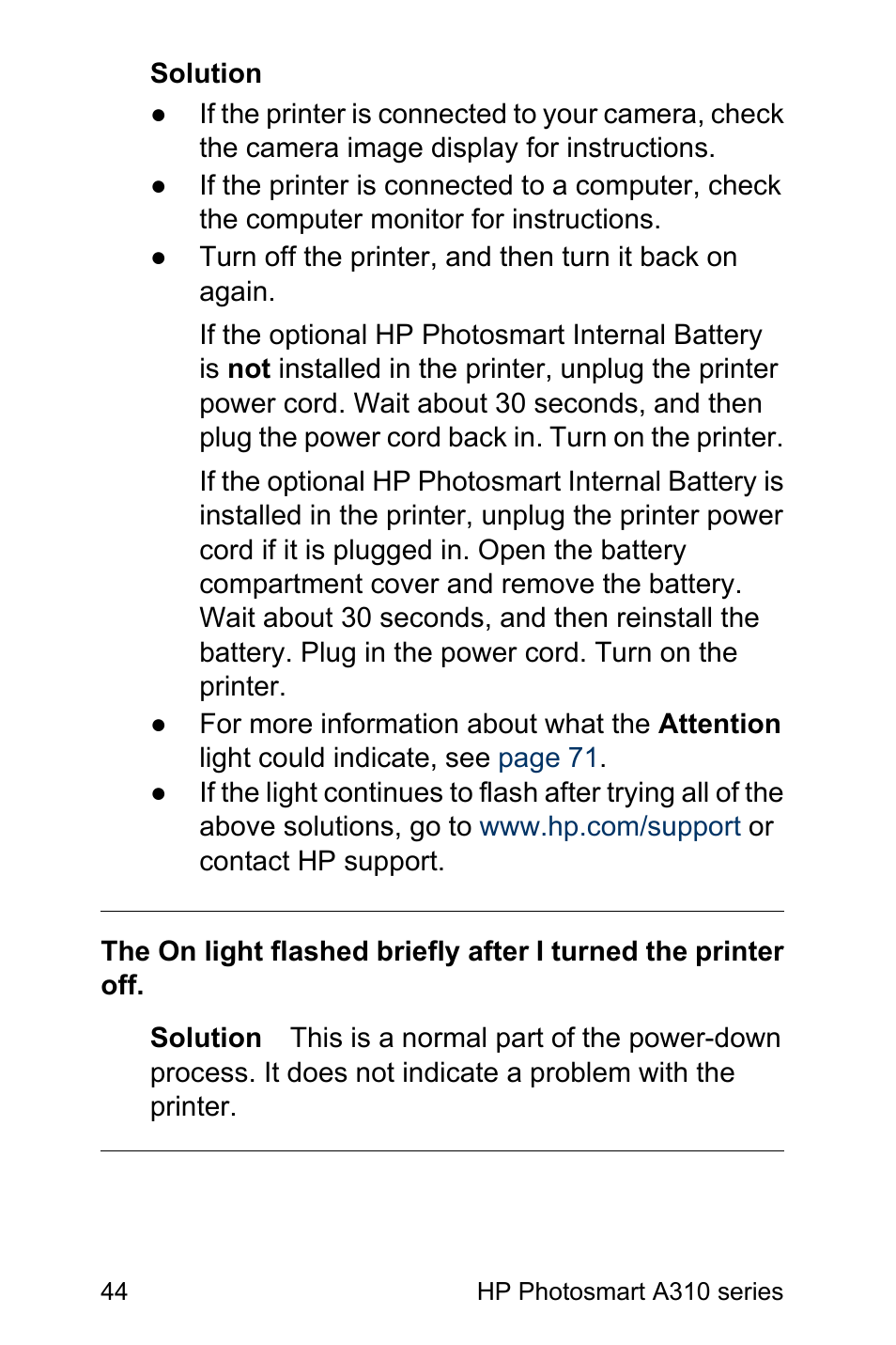 HP Photosmart A310 Compact Photo Printer User Manual | Page 48 / 86