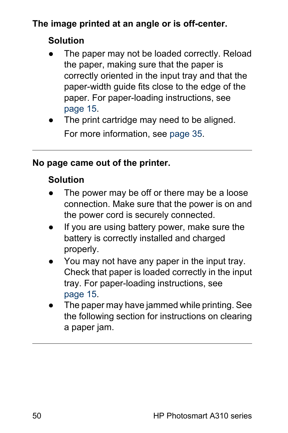 HP Photosmart A310 Compact Photo Printer User Manual | Page 54 / 86