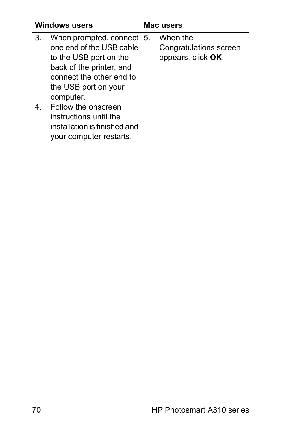 HP Photosmart A310 Compact Photo Printer User Manual | Page 74 / 86