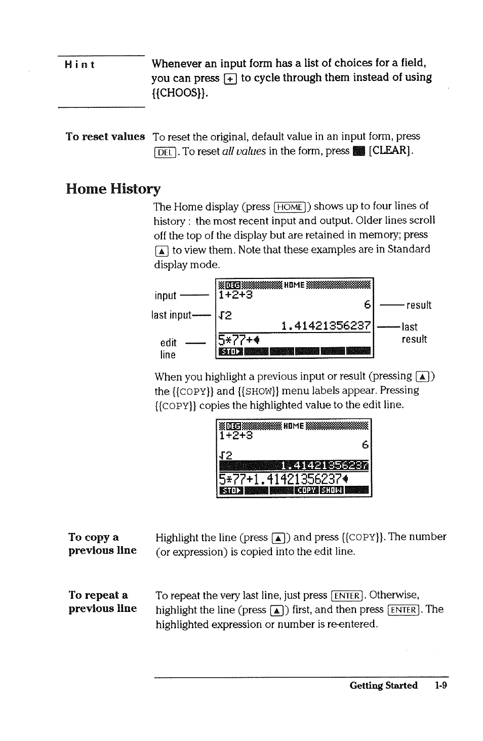 Home history | HP 38g Graphing Calculator User Manual | Page 17 / 228