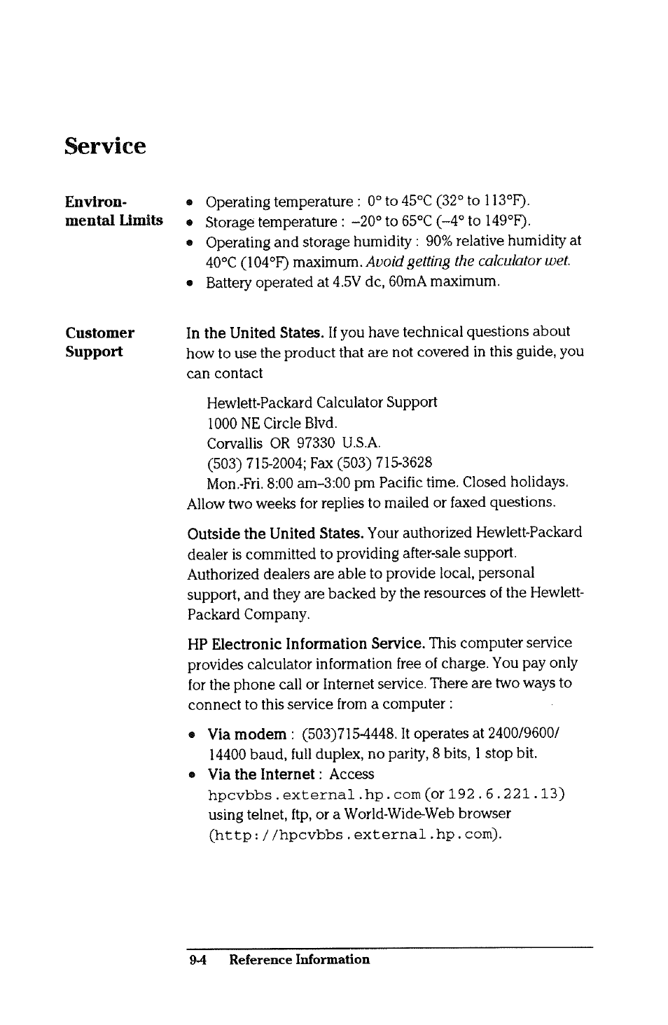 Service | HP 38g Graphing Calculator User Manual | Page 200 / 228