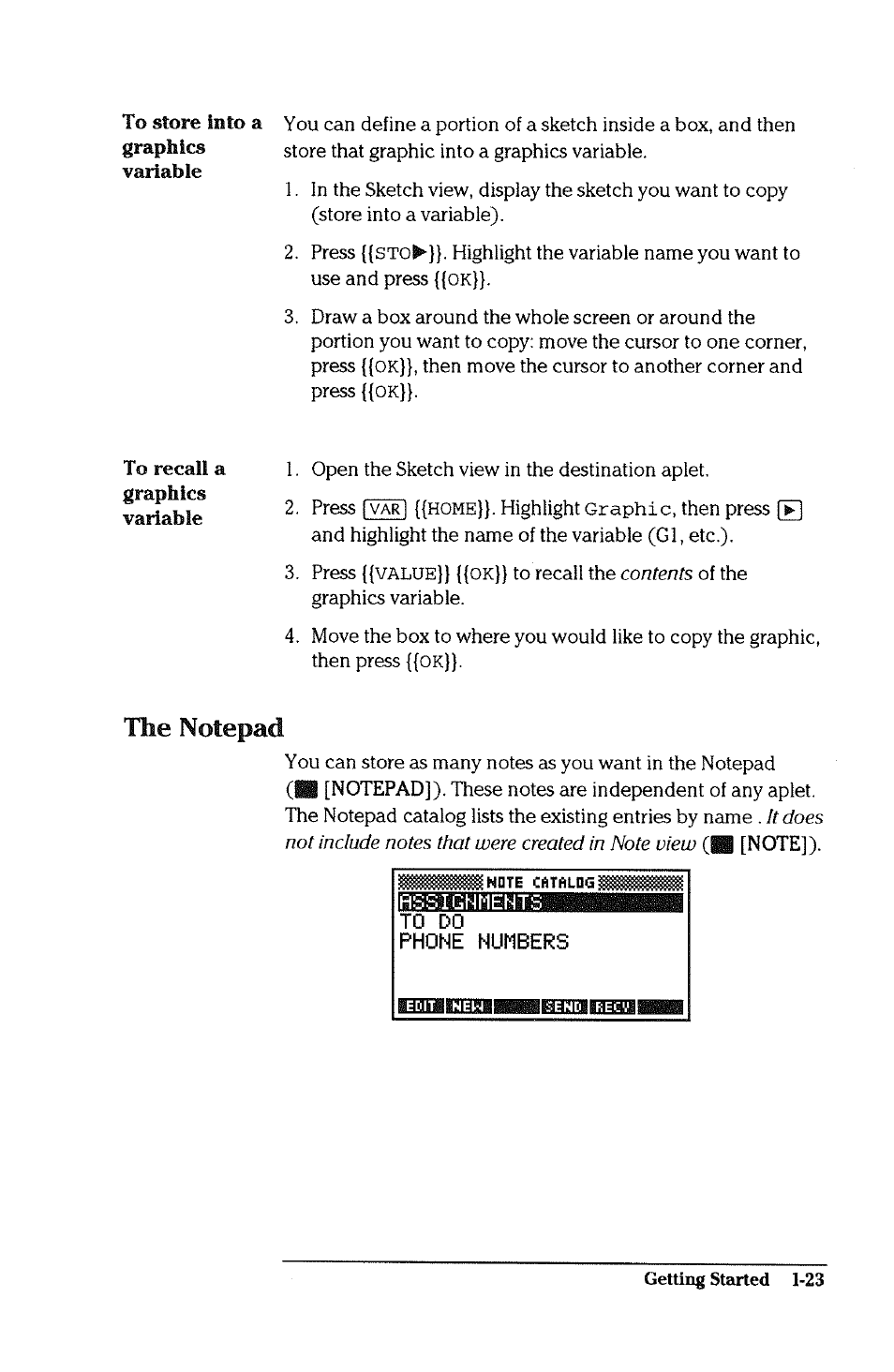 The notepad, The notepad -23 | HP 38g Graphing Calculator User Manual | Page 31 / 228