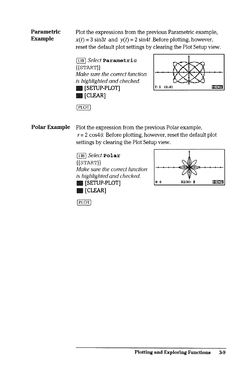 Clear, Setup-plot | HP 38g Graphing Calculator User Manual | Page 73 / 228