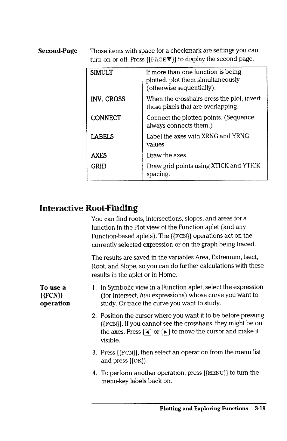 Interactive root-finding, Interactive root-finding -19 | HP 38g Graphing Calculator User Manual | Page 83 / 228