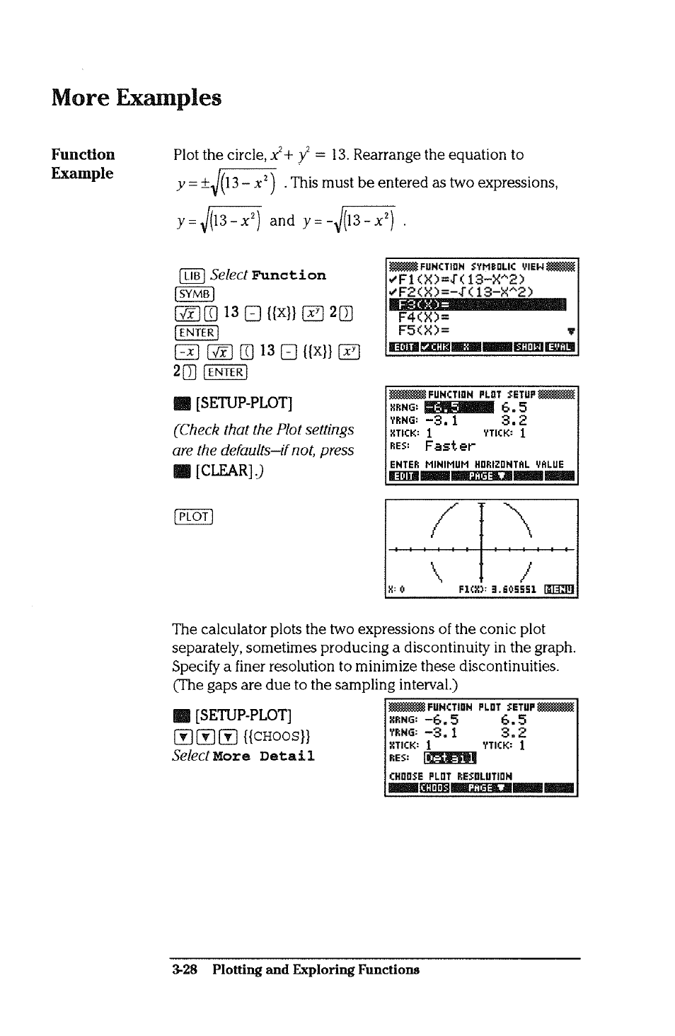 Setup-plot, More examples | HP 38g Graphing Calculator User Manual | Page 92 / 228