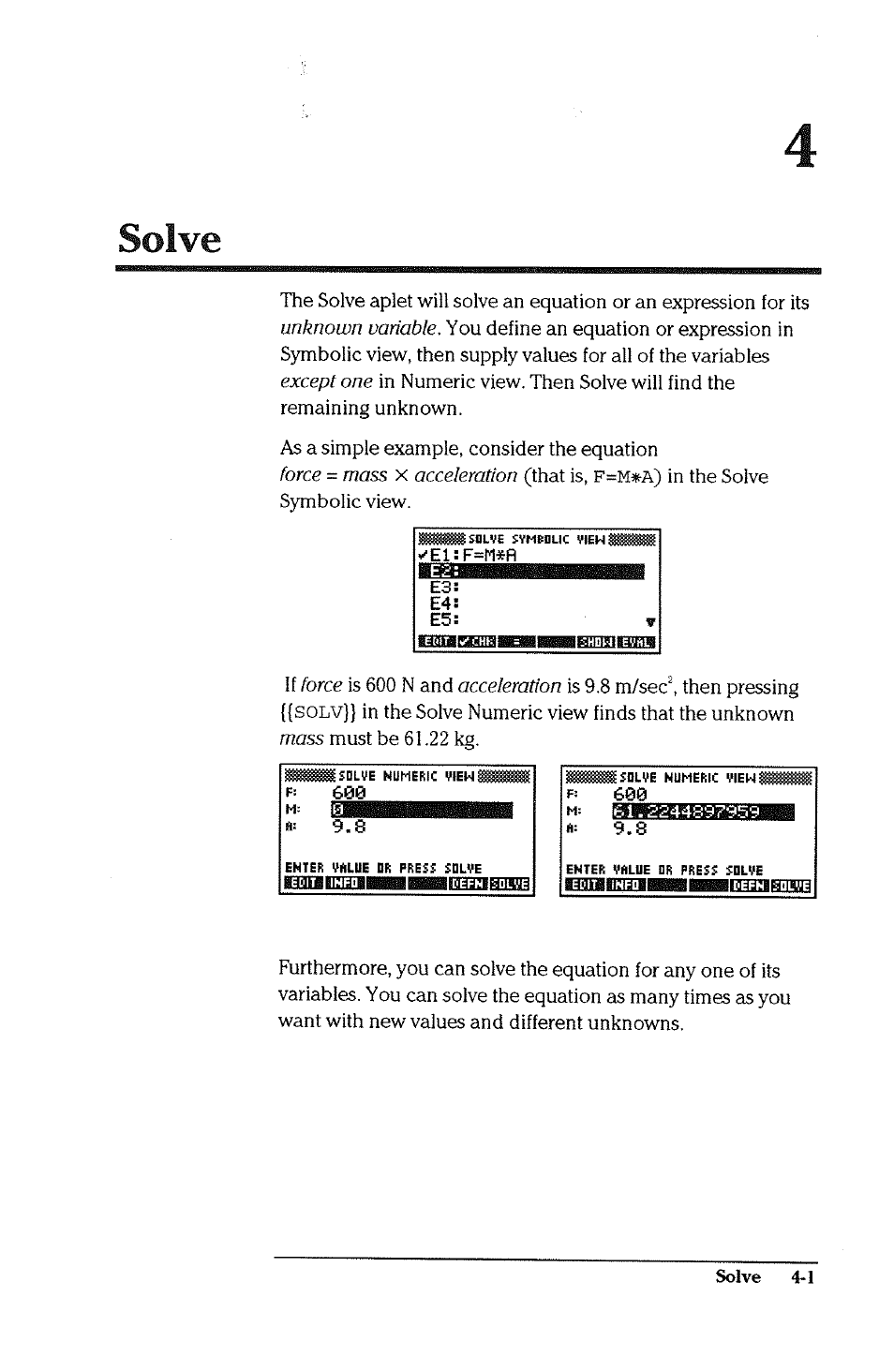 Solve | HP 38g Graphing Calculator User Manual | Page 99 / 228