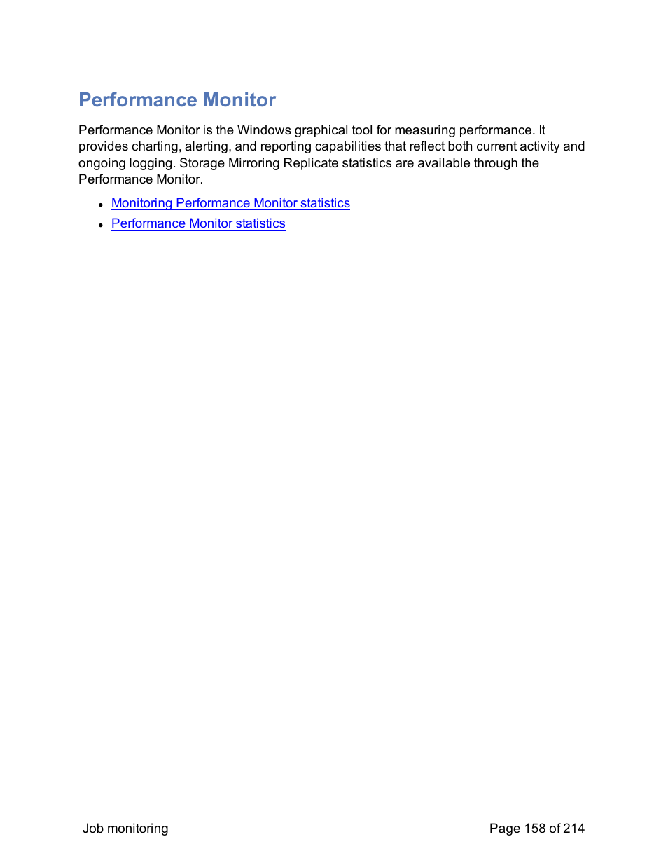 Performance monitor | HP Storage Mirroring Software User Manual | Page 159 / 215