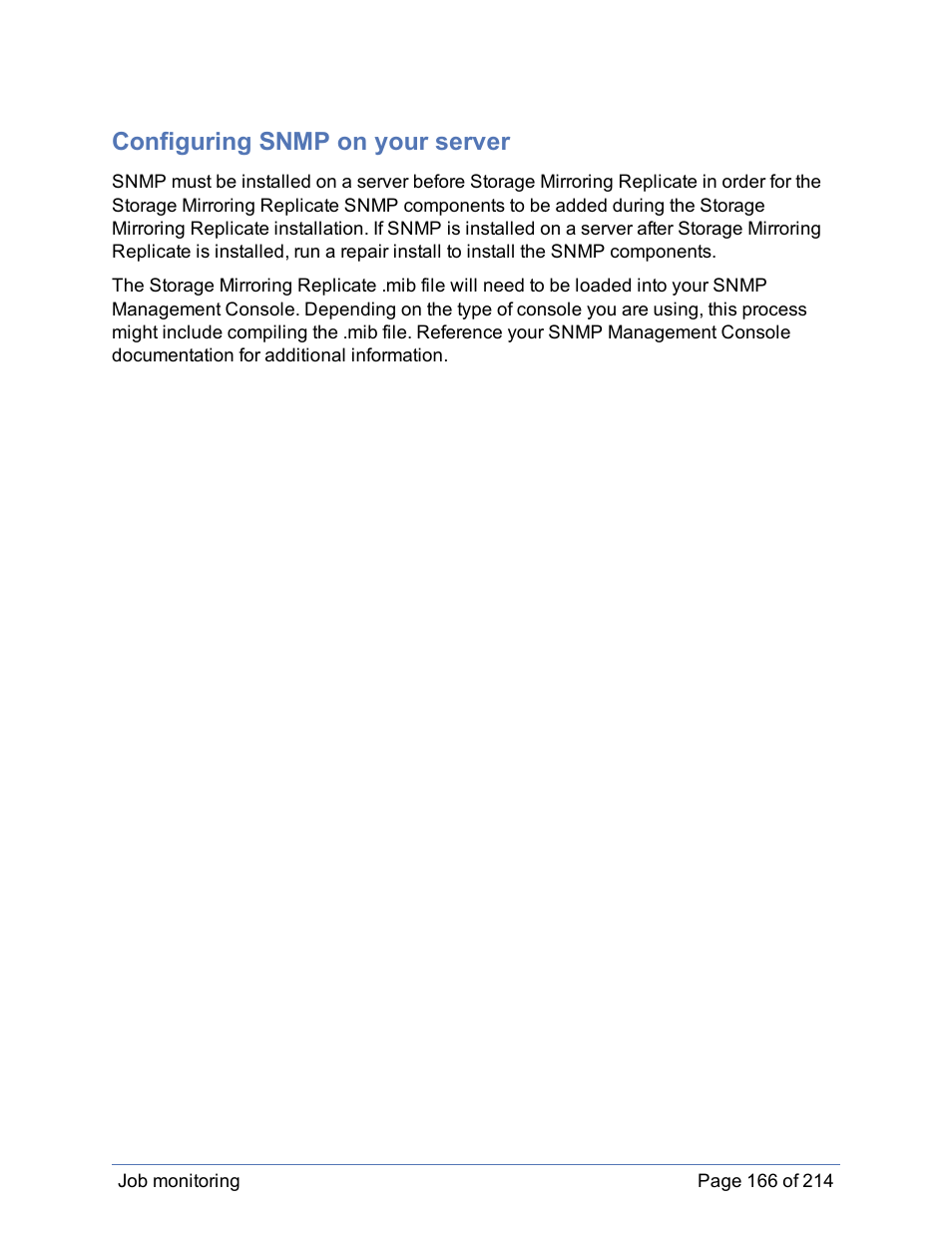 Configuring snmp on your server | HP Storage Mirroring Software User Manual | Page 167 / 215