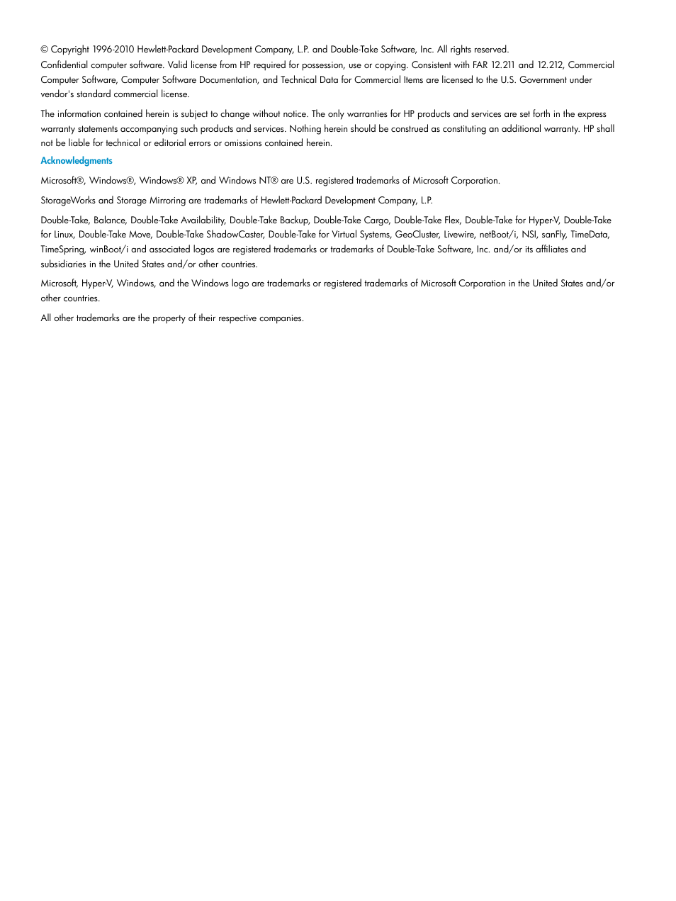 HP Storage Mirroring Software User Manual | Page 2 / 215