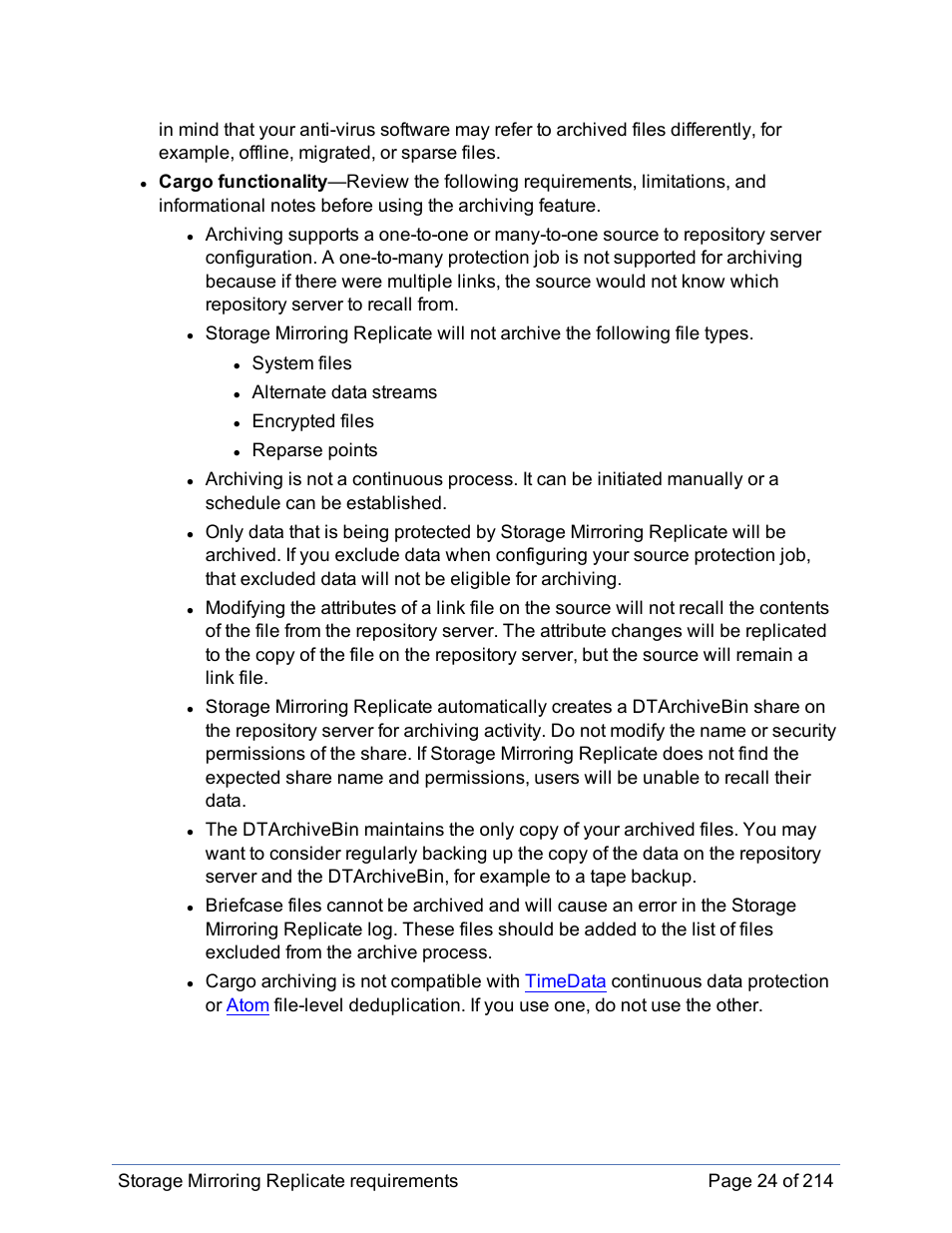 System files, Alternate data streams, Encrypted files | Reparse points | HP Storage Mirroring Software User Manual | Page 25 / 215