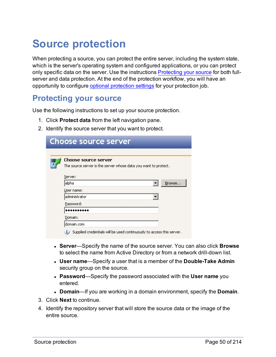 Source protection, Protecting your source | HP Storage Mirroring Software User Manual | Page 51 / 215