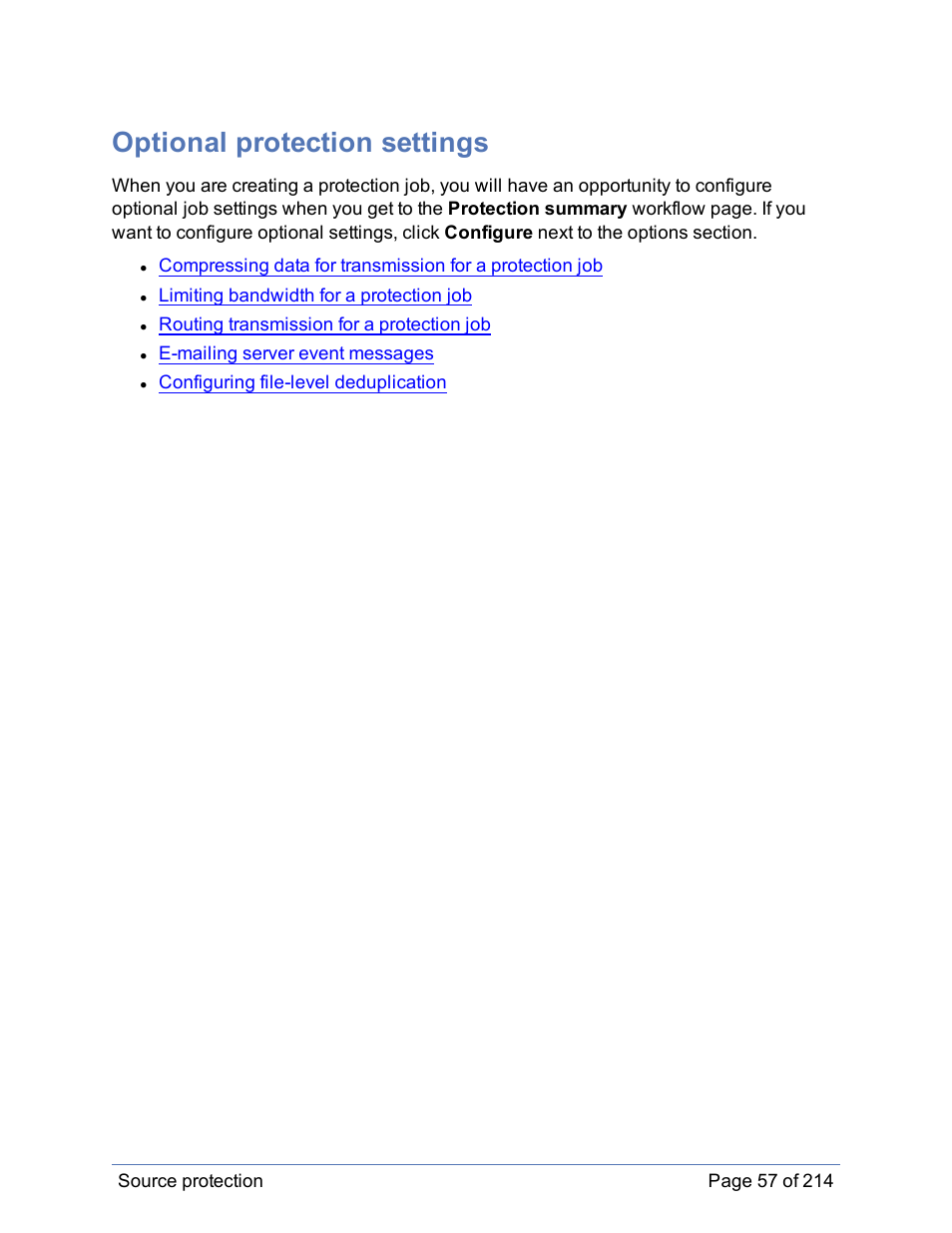 Optional protection settings | HP Storage Mirroring Software User Manual | Page 58 / 215