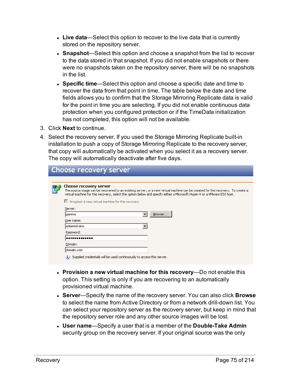 HP Storage Mirroring Software User Manual | Page 76 / 215