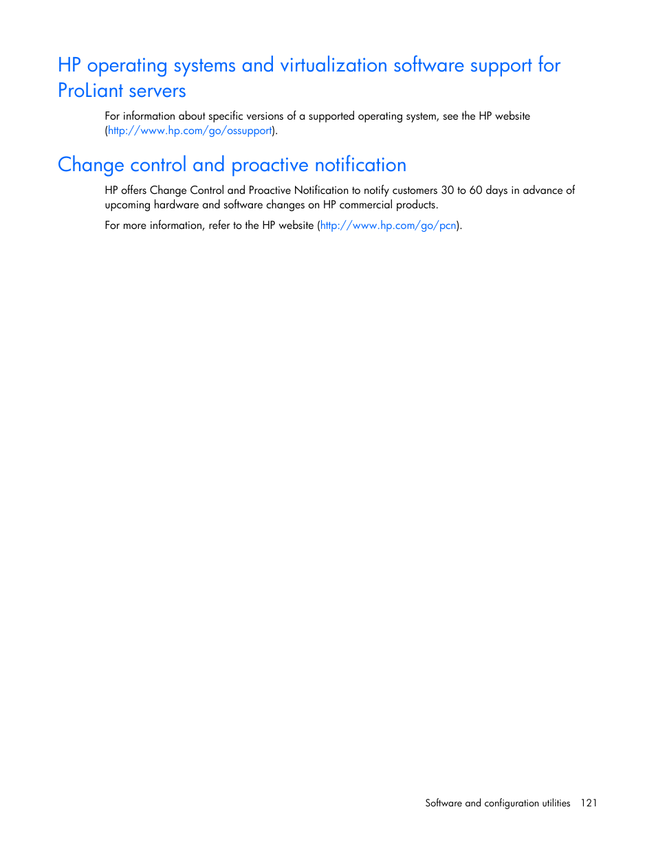 Change control and proactive notification | HP ProLiant ML350p Gen8 Server User Manual | Page 121 / 145