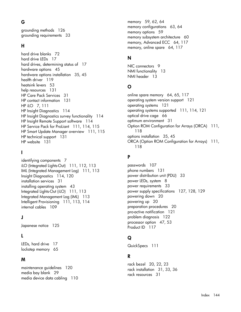 HP ProLiant ML350p Gen8 Server User Manual | Page 144 / 145