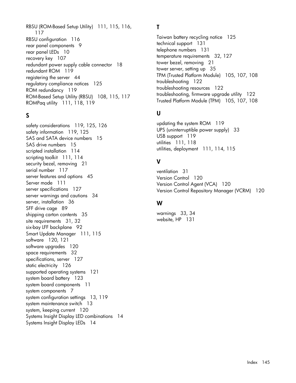 HP ProLiant ML350p Gen8 Server User Manual | Page 145 / 145